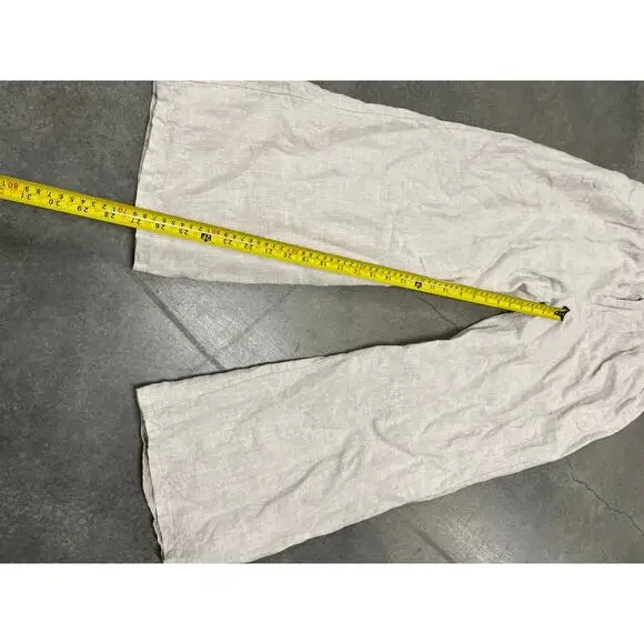 DISSH Linen Wide Leg Flowy Lined Pull On Trouser Pants Size 4 Beige Womens - Picture 3 of 5